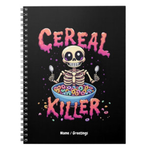Cereal Killer Breakfast Funny Cereal Bowl Skeleton Notebook