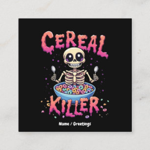 Cereal Killer Breakfast Funny Cereal Bowl Skeleton Square Business Card