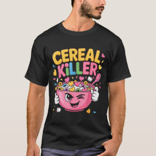Cereal Killer Cartoon Bowl Funny Breakfast  T-Shirt