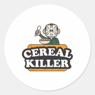 Cereal Killer Food Pun Humour Costume Fun Hallowee Classic Round Sticker