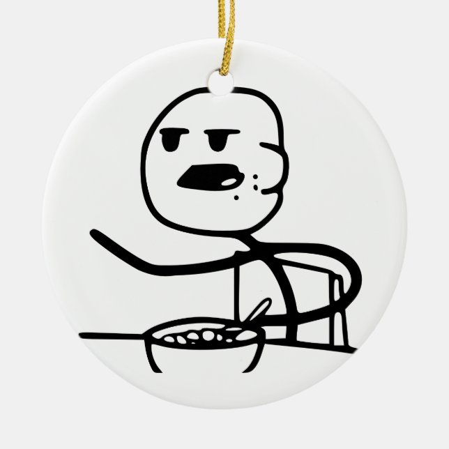 Cereal Meme Guy Ceramic Tree Decoration (Front)