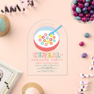 Cereal-sly Awesome Pink Cereal Girl Birthday Acrylic Invitations