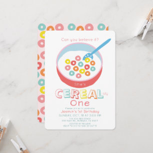 Cereal-sly One Pink Cereal Girl 1st Birthday Invitation