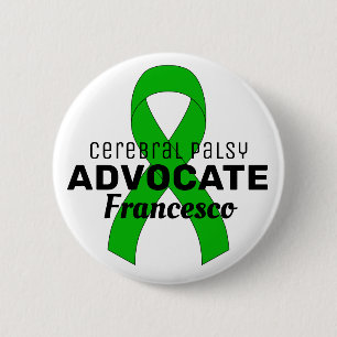 Cerebral Palsy Advocate Ribbon White Button