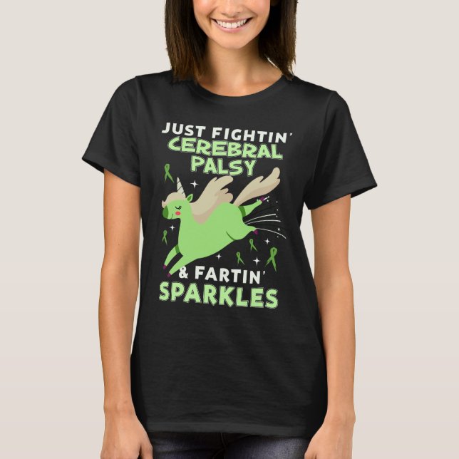 cerebral palsy appendix cancer unicorn farting T-Shirt (Front)