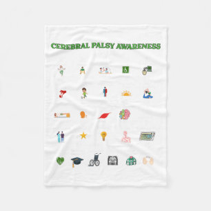 Cerebral Palsy Awareness Alphabet CP Green Ribbon Fleece Blanket