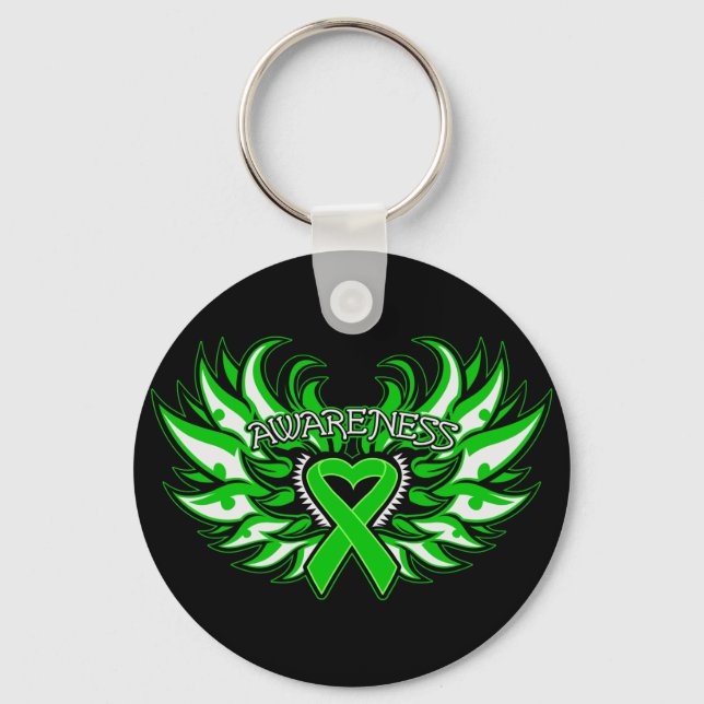 Cerebral Palsy Awareness Heart Wings.png Key Ring (Front)