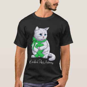 Cerebral Palsy Awareness Month Green Ribbon Cat T-Shirt