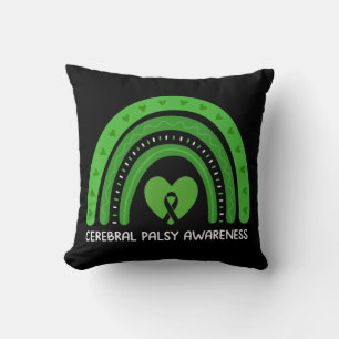 Cerebral Palsy Awareness Month Retro Rainbow Brain Cushion