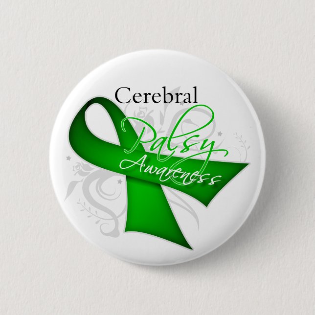 Cerebral Palsy Awareness Ribbon 6 Cm Round Badge (Front)