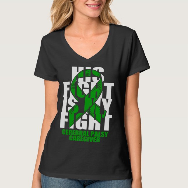 Cerebral Palsy Caregiver Awareness Month Green Rib T-Shirt (Front)