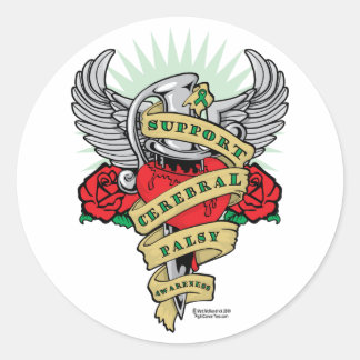 Cerebral Palsy Dagger Classic Round Sticker