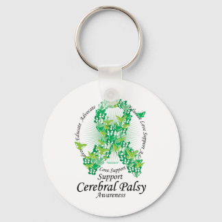 Cerebral Palsy Ribbon of Butterflies Key Ring
