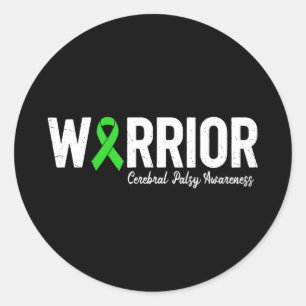 Cerebral palsy warrior cp green ribbon awareness  classic round sticker