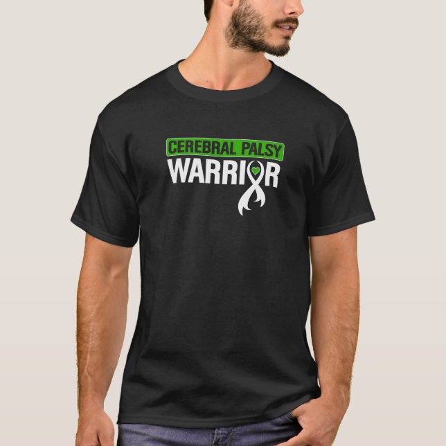 Cerebral Palsy Warrior CP Green Ribbon Awareness S T-Shirt (Front)