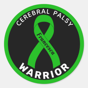 Cerebral Palsy Warrior Ribbon Black Round Sticker