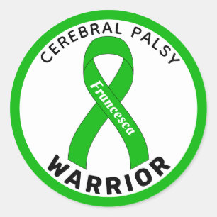 Cerebral Palsy Warrior Ribbon White Round Sticker