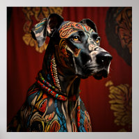 Ceremonial Great Dane in Warrior Attire