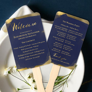 Ceremony Programs   Navy Blue Wedding Abstract Hand Fan