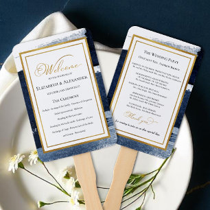 Ceremony Programs   Navy Blue Wedding Abstract Hand Fan