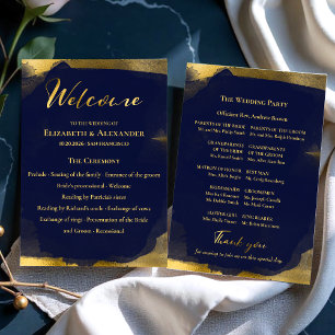 Ceremony Programs   Navy Blue Wedding Abstract Invitation