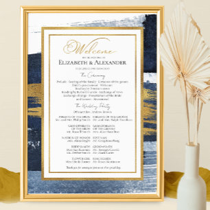 Ceremony Programs Signs   Blue Wedding Abstract