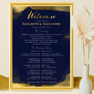 Ceremony Programs Signs   Blue Wedding Abstract