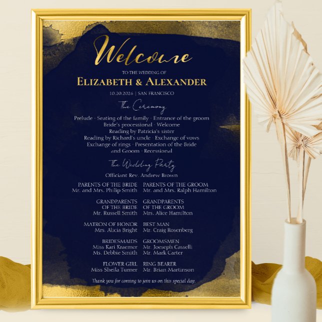 Ceremony Programs Signs | Blue Wedding Abstract (Creator Uploaded)