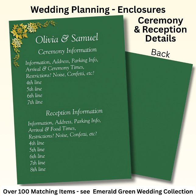 Ceremony & Reception Venues info - Emerald Green Enclosure Card (Creator Uploaded)