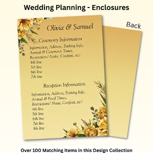 Ceremony & Reception Venues info -Golden Yellow Enclosure Card