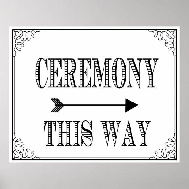 Ceremony this way direct sign for wedding or party (Front)