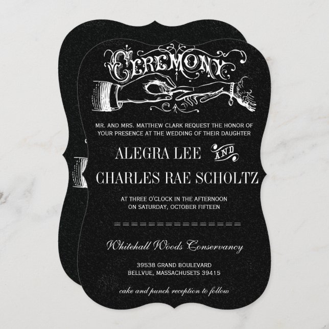 Ceremony Typography Chalkboard Invitations (Front/Back)