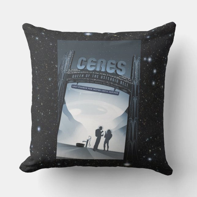 Ceres dwarf planet vacation advert space tourism cushion (Front)