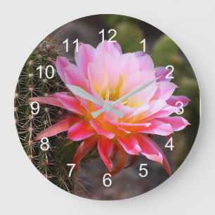 Cereus in Pink Cactus Bloom Large Clock
