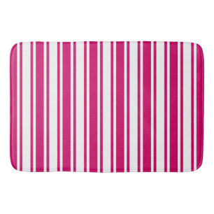 Cerise and white candy stripes bath mat