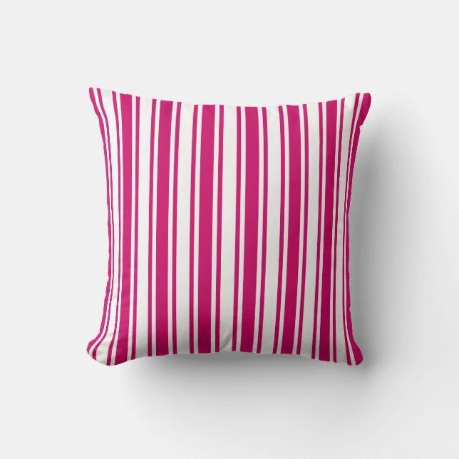 Cerise and white candy stripes cushion (Front)