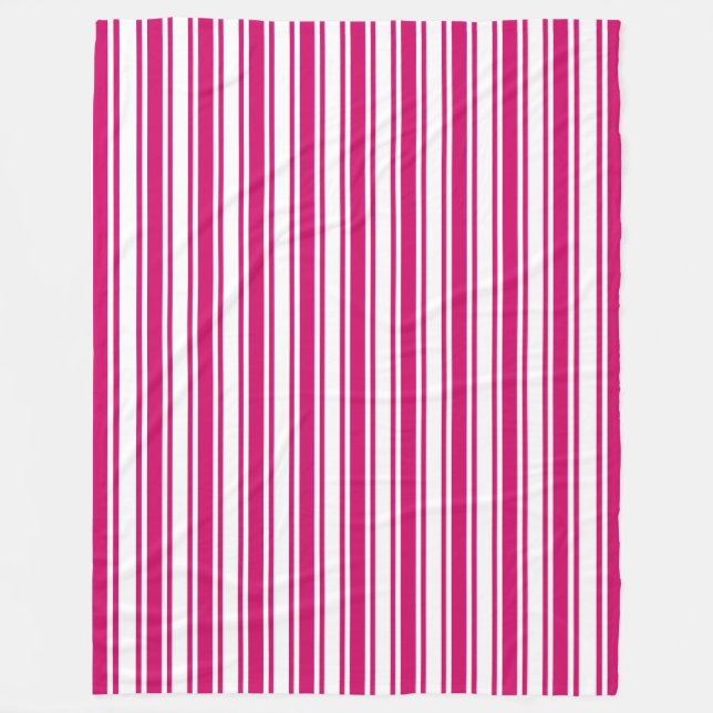 Cerise and white candy stripes fleece blanket (Front)