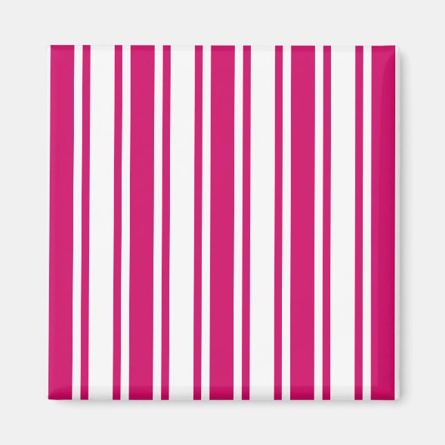 Cerise and white candy stripes magnet (Front)