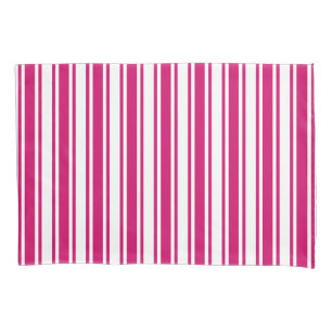 Cerise and white candy stripes pillowcase
