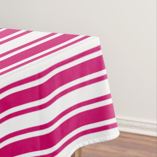 Cerise and white candy stripes tablecloth