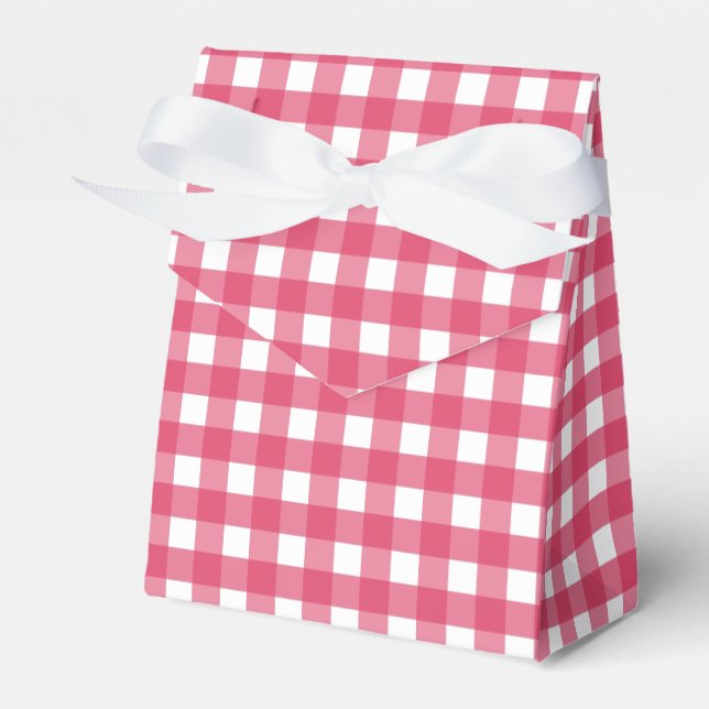 Cerise gingham favour box (Front Side)