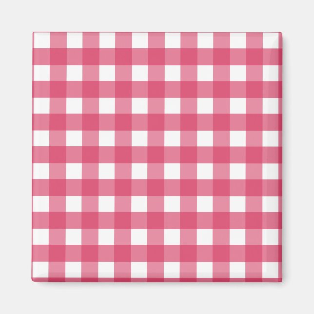Cerise gingham magnet (Front)