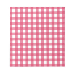 Cerise gingham notepad