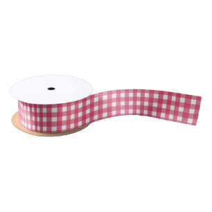 Cerise gingham satin ribbon