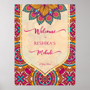 Cerise mandala rangoli mehndi welcome sign