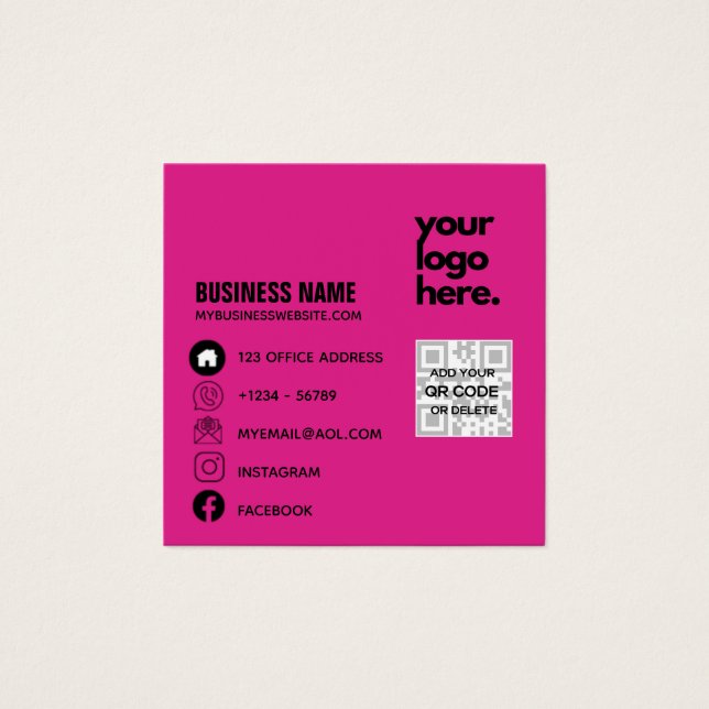 Cerise Pink Business Card Logo design Template (Front)