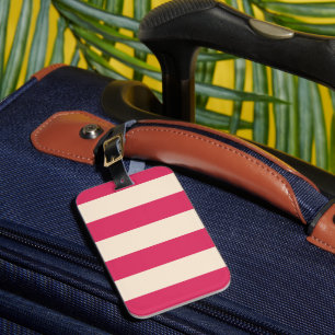 Cerise Pink Stripes Luggage Tag
