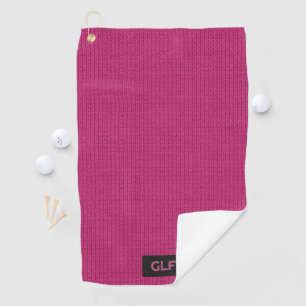 Cerise Wool Knit with Initials / Short Name Tag Golf Towel
