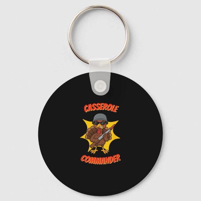 Cerole Commander Funny Cute Thanksgiving Turkey Di Key Ring (Front)