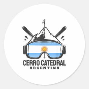 Cerro catedral argentina ski resort retro skiing classic round sticker